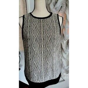 TIBI Knit Blouse Top Sleeveless WOMENS SIZE 8 Wool Blend Green Black